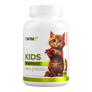 1WIN / Витамин Д3 Kids 600МЕ. 60 мармеладок со вкусом Барбариса