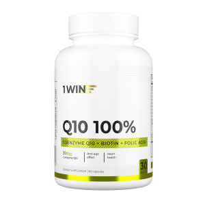 1WIN /Аnti-age Контрол тайм Q10 100% комплекс с Коэнзим Q10, Биотином, Фолиевой кислотой, Омега-9 и Кверцетином, курс на 30 дней