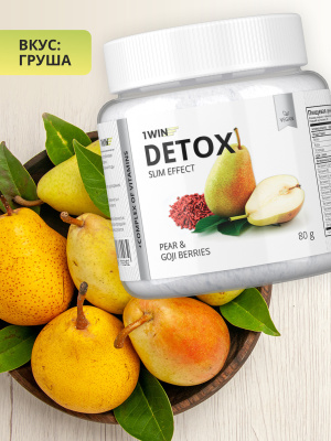 1WIN / Detox Slim Effect + Ягоды Годжи. Вкус Груша, Тропический микс, Персик, набор из 3-х банок