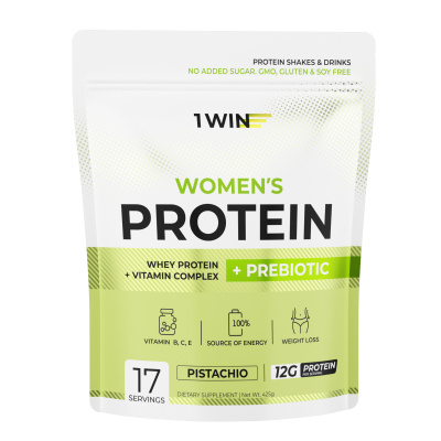 1WIN / Протеин с пребиотиками Whey Protein Фисташка, 425 г, 17 порций