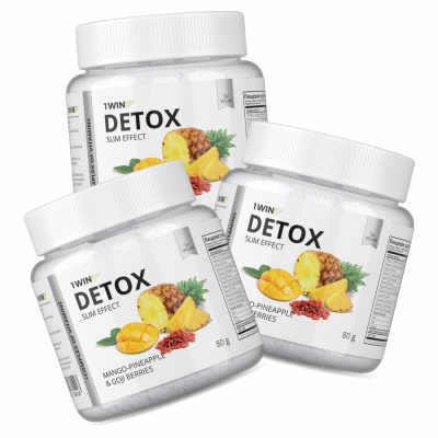 1WIN / Detox Slim Effect + Ягоды Годжи, Вкус: Манго-Ананас 32 порции, набор из 3-х банок