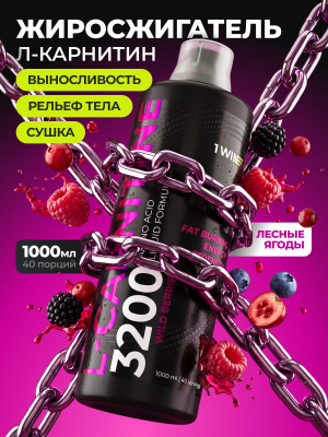 1WIN / Напиток безалкогольный негазированный L-КАРНИТИН (L-CARNITINE) со вкусом Лесные Ягоды,1000 мл