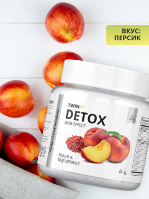 1WIN / Detox Slim Effect + Ягоды Годжи. Вкус Груша, Тропический микс, Персик, набор из 3-х банок
