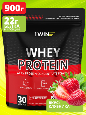 Протеин Whey Protein / Белковый коктейль для похудения, без сахара. Вкус: Клубника. 900гр.