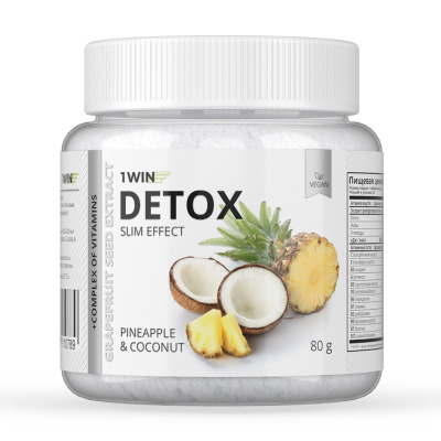 1WIN / Detox Slim Effect / Детокс Слим Эффект + экстракт Грейпфрутовой косточки, Вкус Ананас-Кокос, 32 порции